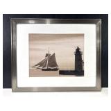 Sailboat & Lighthouse Framed Photo