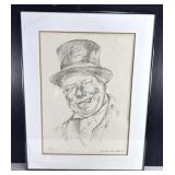 Signed WC Fields Portrait Lithograph Framed