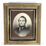 Antique Charcoal Patriarch Portrait In Gilt Frame