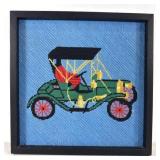 Vintage Old Time Car Needlepoint Framed