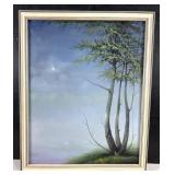 William M. Reekie Twilight Tree Scene Oil
