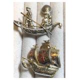 Vtg Damascene Brooches Made in Spain