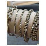 Rhinestone & silvertone bracelets