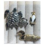 Penguin, duck & turtles pins