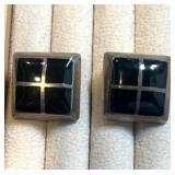 925 Silver/Onyx  clip on earrings. 16.8g