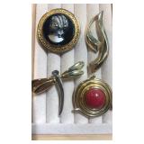 Vintage Victorian revival black glass Cameo