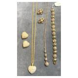 Monet necklace, clip on earring, bracelet set &