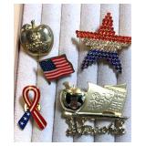 Teacher & red white & blue pins