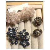 Vintage Lois Ann pink beaded, vintage Kramer blue