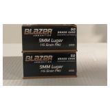 100rds Blazer 9 mm Luger 115gr