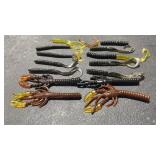 Soft Plastic Fishing Lure Lot Craw Worm 14pc