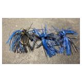 Fishing Jig Lure Lot Blue Black Skirt 3pc