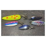 Fishing Spoon Lure Lot Assorted Colors 5pc