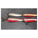 Fishing Spoon Lure Lot Red White 4pc