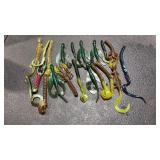Soft Plastic Fishing Lure Lot Worm Craw Mix 14pc!