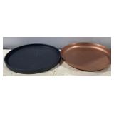 Set of 2 13x13 Round Metal Serving Trays / Black