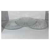 12-13x12-13" Vintage Clear Pressed-Glass Serving