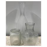 Set of 3 Clear Glass Decorative Vases.