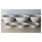 18.5"x6.5" Modern White Serving Bowl & Divided