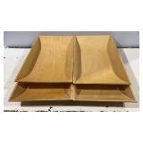 Set of 4 Modern Curved Wood Serving Trays.