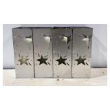 Set of 4 Metal Star Cutout Candle Lanterns.