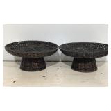Wicker Pedestal Display Basket Stands