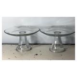 8x8" Glass Pedestal Cake Stands Pair