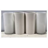 Set of 4 White Cylinder Vases.