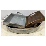 Galvanized & Wood Serving Trays