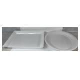 16-19x14-16" White Plastic Plate, White Fineline