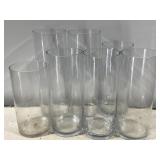 Set of 7 Clear Glass Cylinder Vases / Hurricane