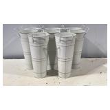 Set of 8 White Metal Flower Buckets  Some with