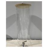 Glass Beverage Dispenser With Spigot & Bamboo Lid