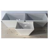 5"-7"x5"-7" Set of 3 White Square Serving Bowls.