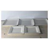 7"-9"x7"-9" Set of 5 White Square Serving Plates