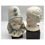 Giuseppe Armani Clown & Child Busts Pair 9.5"