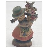 Anri Feerández Girl w Flowers & Bunny Figurine 3"