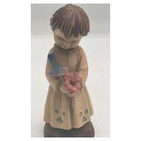 Anri Ferrandiz Girl w Bird & Flower Figurine  6