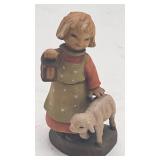 Anri Feerándiz Girl w Lantern & Lamb Figurine 3"