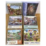 Jigsaw Puzzle Assortment 500pc Lot Of Six