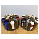 Vintage Poker Chip Sets Pair Rotating Game Night