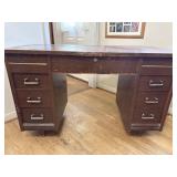Mid Century Wood Pedestal Desk