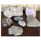 Rock Specimens Rose Quartz, Petrified Wood, Pyrite