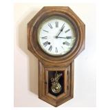 Antique Regulator Wall Clock Oak Case c.1900