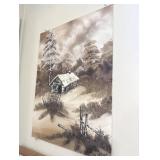 Winter Cabin Landscape Painting Signed Original