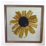 Sunflower Needlepoint Art Mid Century Folk Art