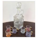 Vintage Glass Cordial Set Liquor Decanter Barware