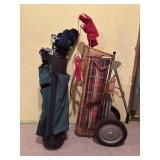 Plaid Golf Bag Clubs & Pull Cart +