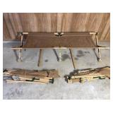Camping Cots Folding Vintage Wood Trio