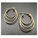 14K Gold Tri Color Hoop EarrIngs